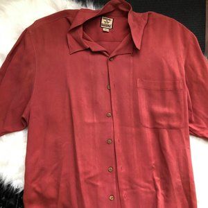 Vintage Tommy Bahama Burnt Orange 100% Silk Hawaii